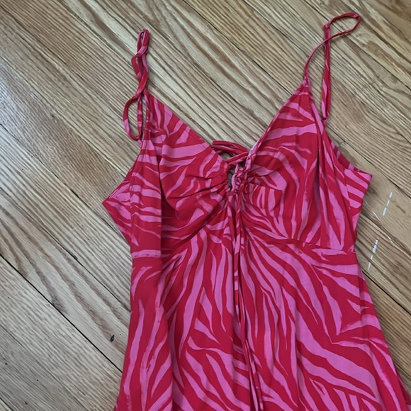 pink and red zebra maxi dress with back cut out - Picture 2 of 3